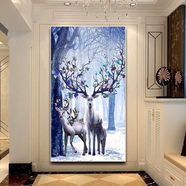 Cerfs dans la neige 50x90cm