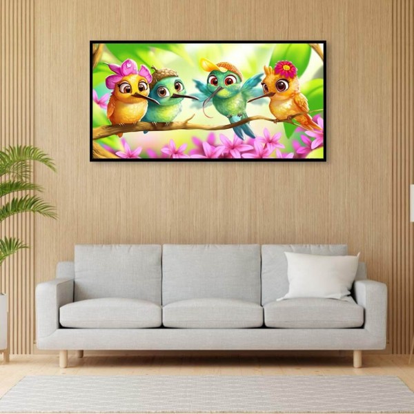 Quatre petits oiseaux 50x100cm