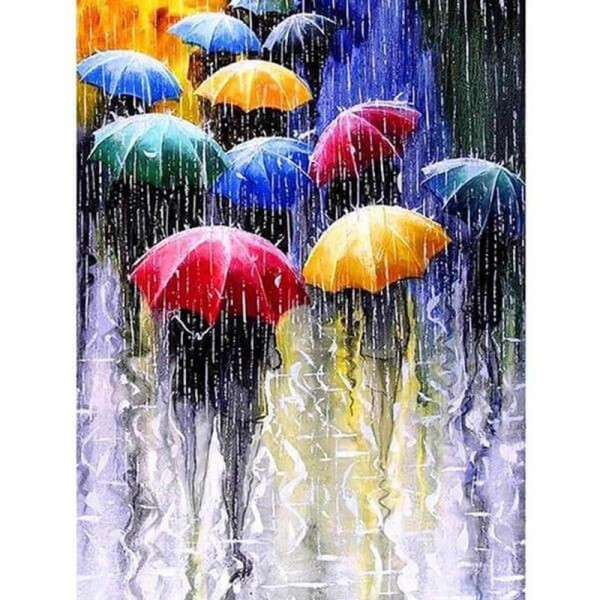 Parapluies sous la pluie