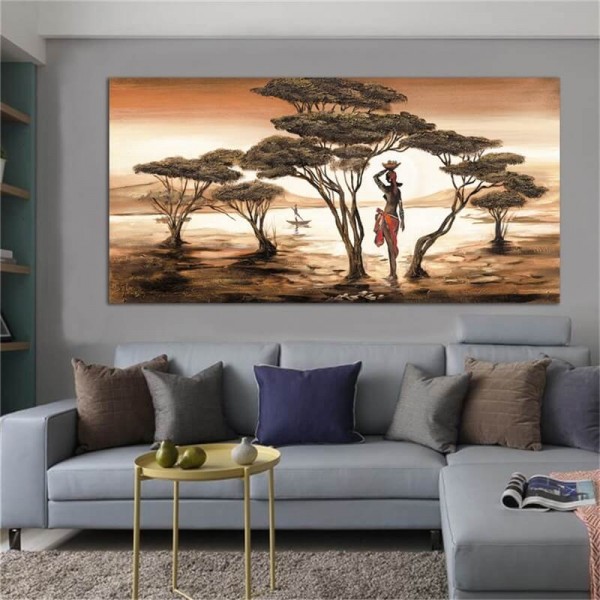 Peinture africaine 50x100cm